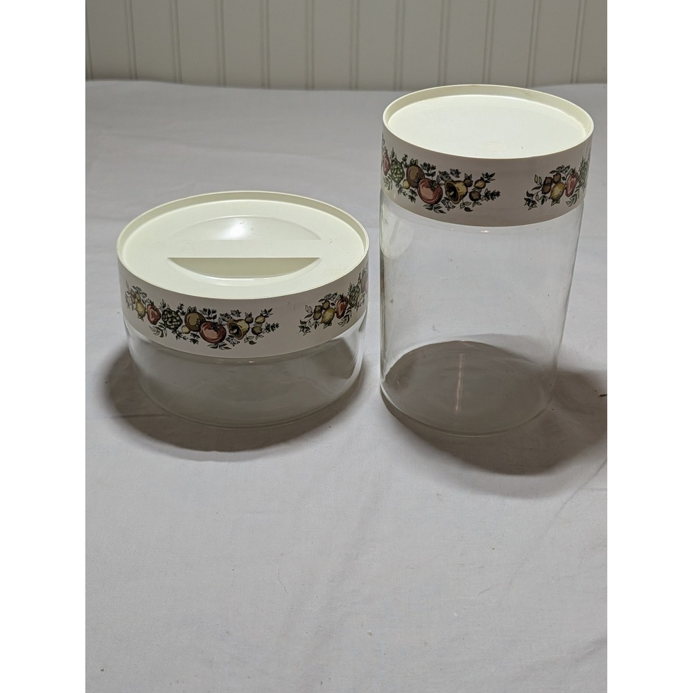 Vintage Pyrex Spice O Life Glass Canister Set of 2 with Lids Made in USA